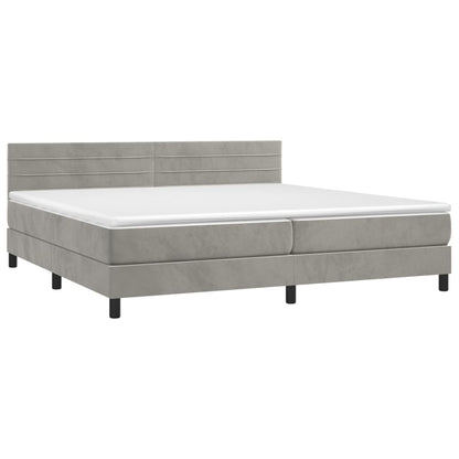 Box Spring Postel S Matrací Světle Šedá 200X200 Cm Samet