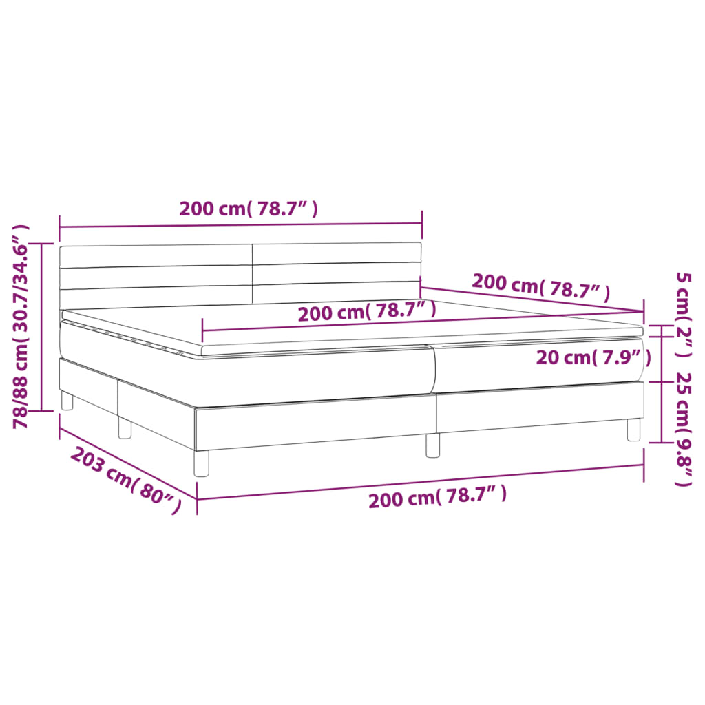 Box Spring Postel S Matrací Tmavě Šedá 200X200 Cm Samet