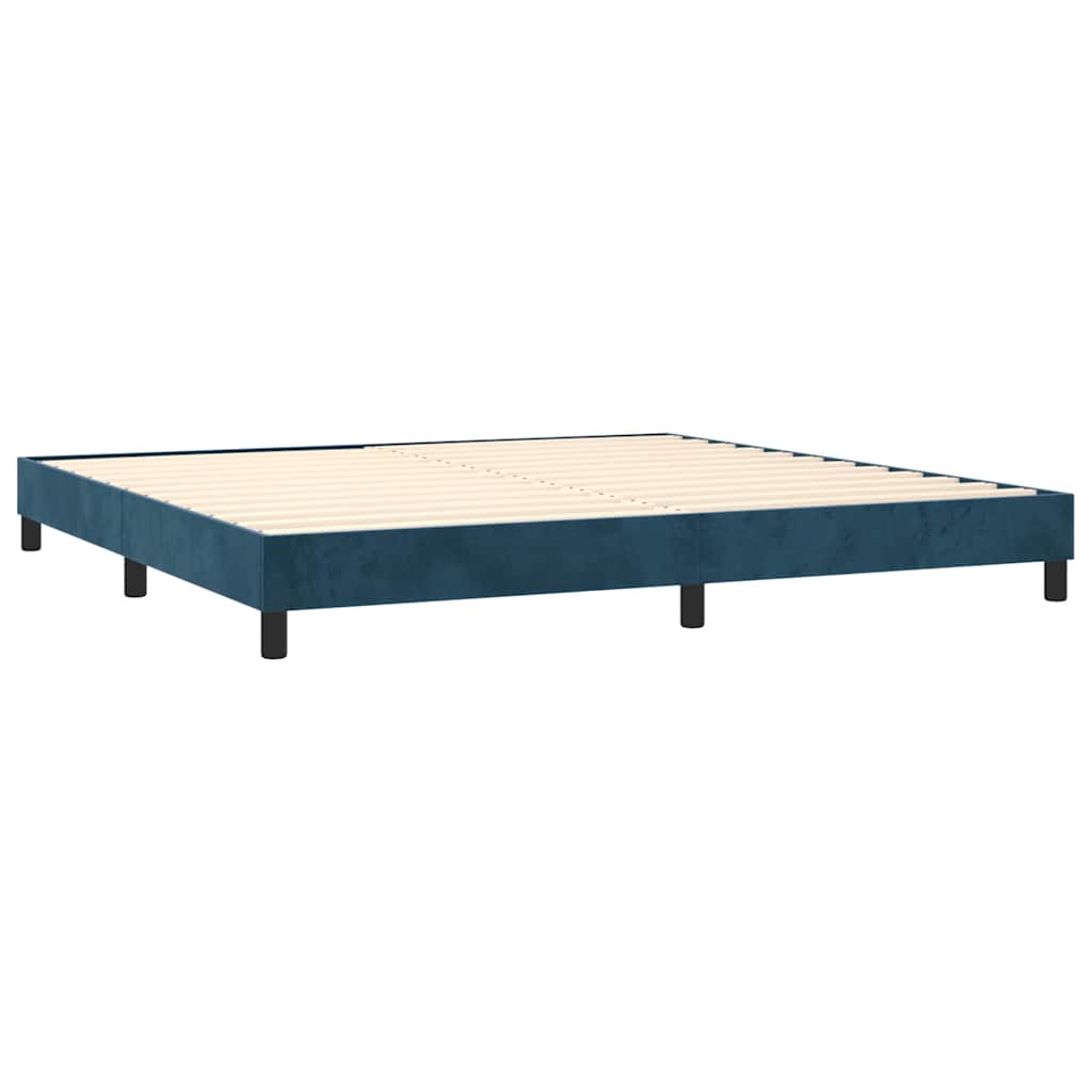 Box Spring Postel S Matrací Tmavě Modrá 200X200 Cm Samet