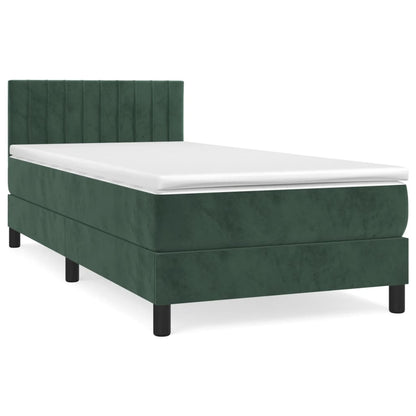 Box Spring Postel S Matrací Tmavě Zelená 80 X 200 Cm Samet