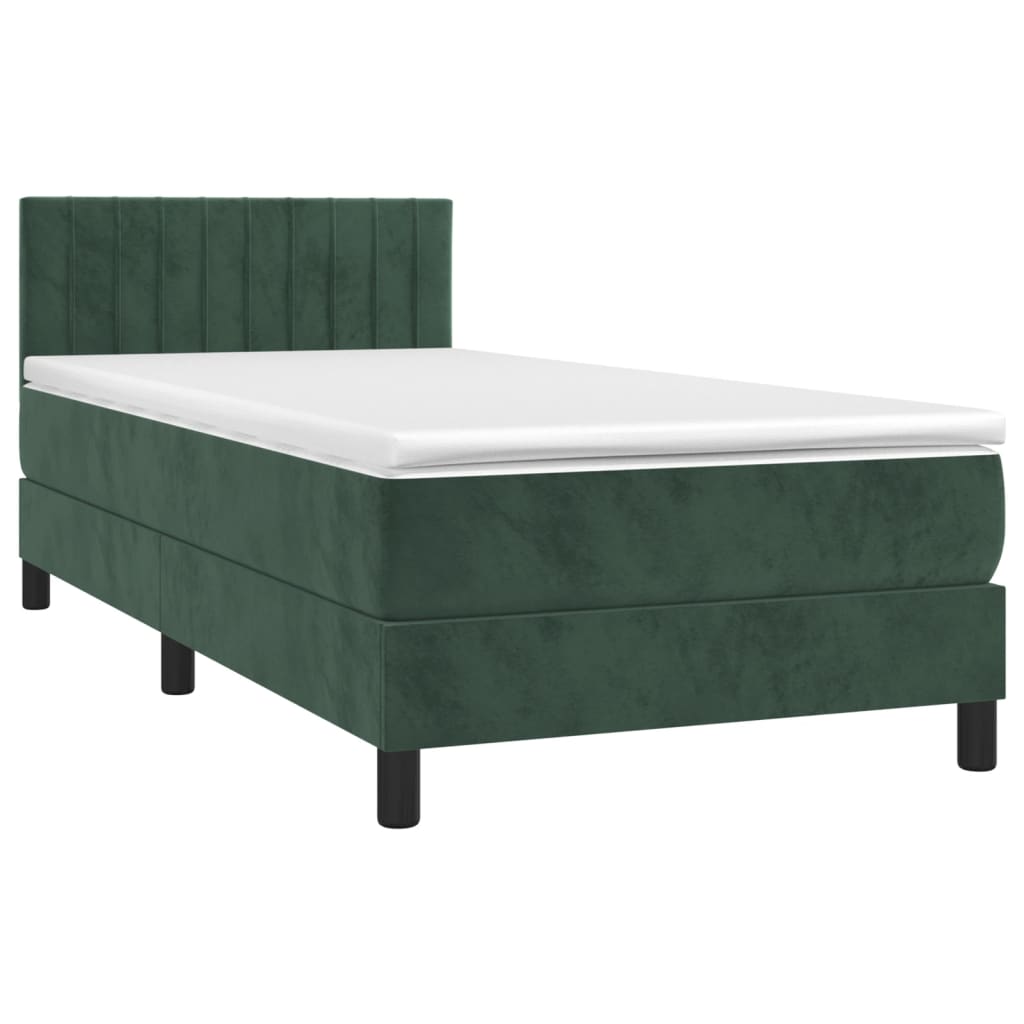 Box Spring Postel S Matrací Tmavě Zelená 80 X 200 Cm Samet