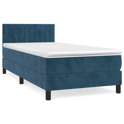 Box Spring Postel S Matrací Tmavě Modrá 80 X 200 Cm Samet
