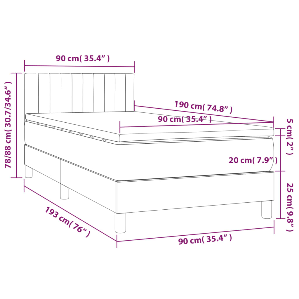 Box Spring Postel S Matrací Samet Tmavě Šedá