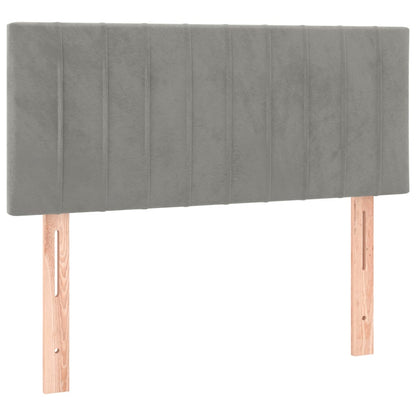 Box Spring Postel S Matrací Samet Světle Šedá