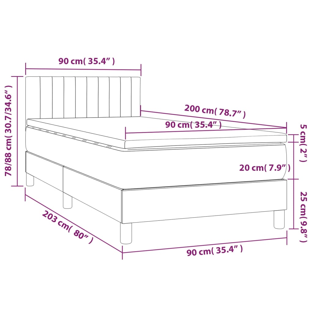 Box Spring Postel S Matrací Samet Světle Šedá