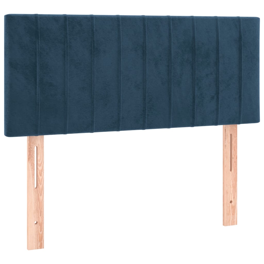 Box Spring Postel S Matrací Tmavě Modrá 90X200 Cm Samet