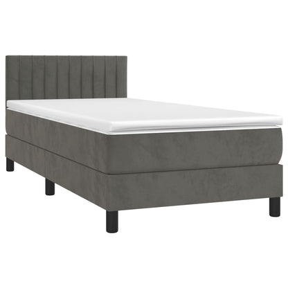 Box Spring Postel S Matrací Samet Tmavě Šedá