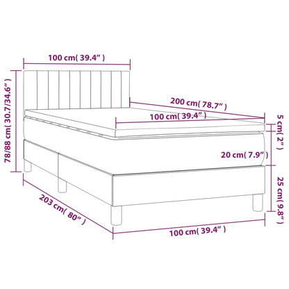 Box Spring Postel S Matrací Samet Tmavě Šedá