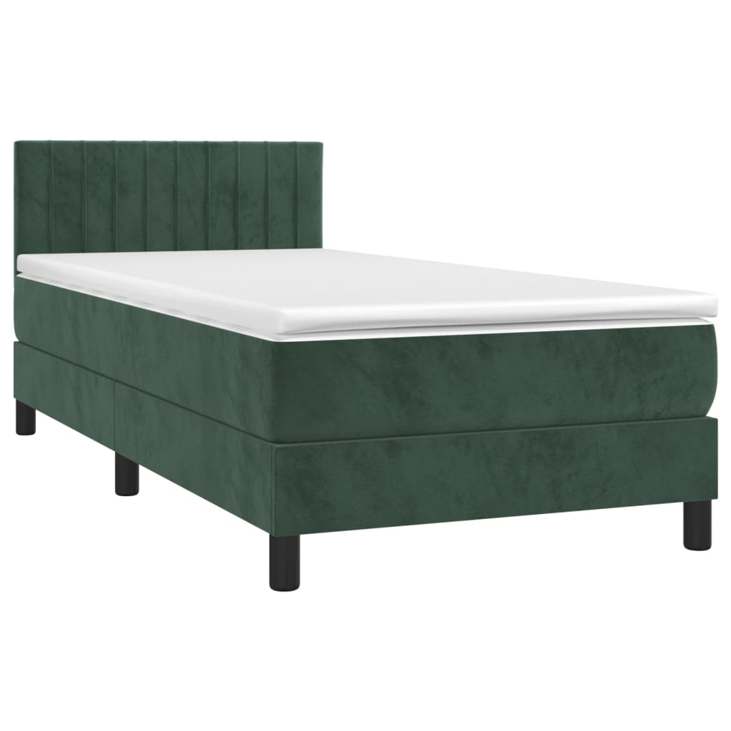Box Spring Postel S Matrací Tmavě Zelená 100X200 Cm Samet