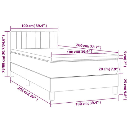 Box Spring Postel S Matrací Tmavě Modrá 100X200 Cm Samet