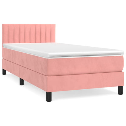 Box Spring Postel S Matrací Růžová 100X200 Cm Samet