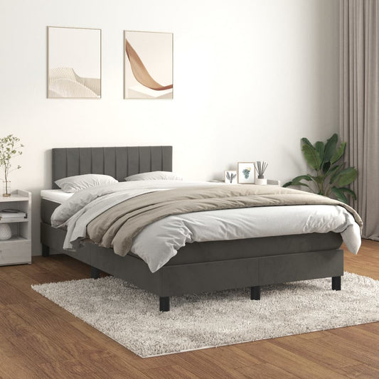 Box Spring Postel S Matrací Samet Tmavě Šedá