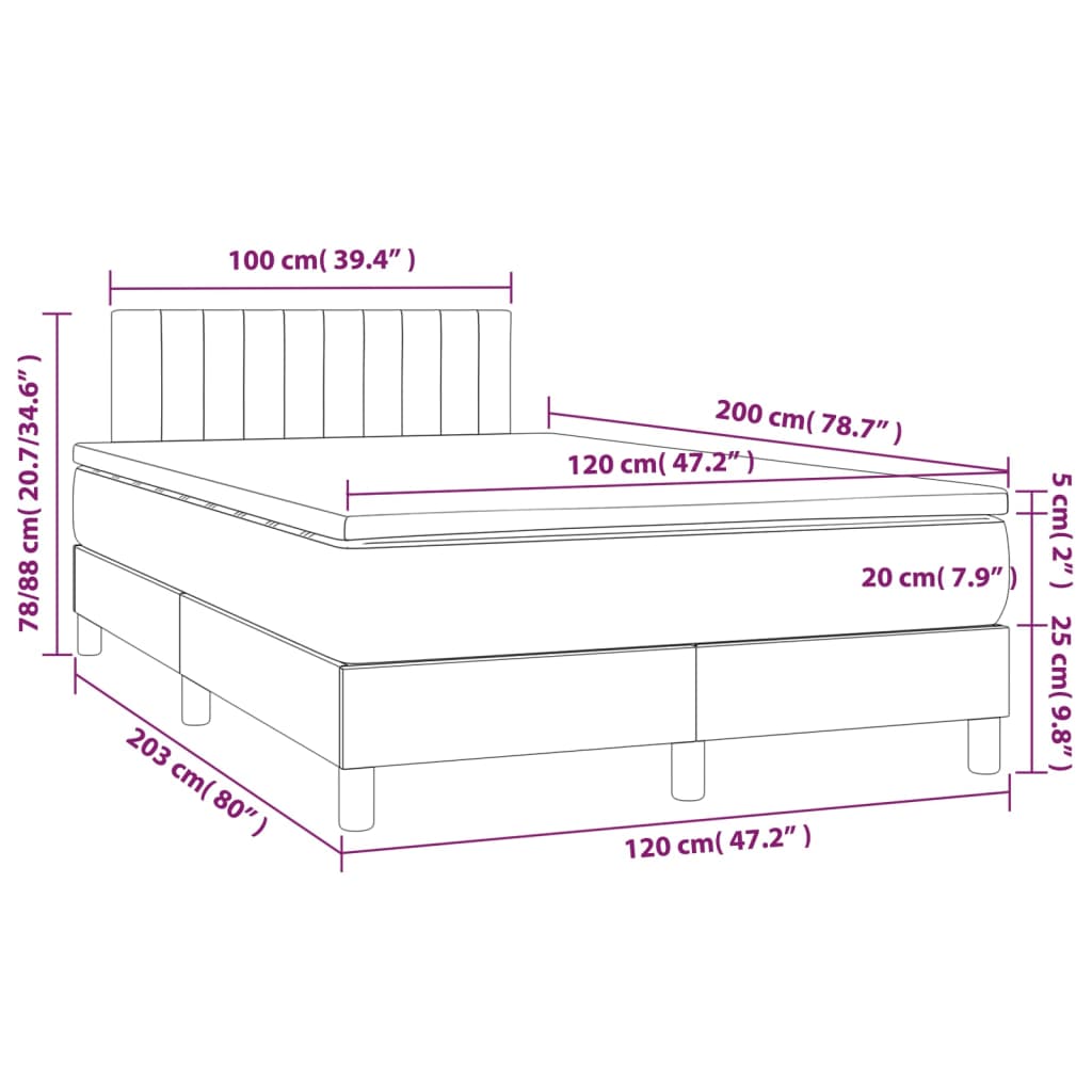 Box Spring Postel S Matrací Tmavě Zelená 120 X 200 Cm Samet