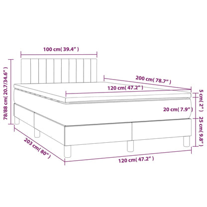 Box Spring Postel S Matrací Tmavě Modrá 120 X 200 Cm Samet