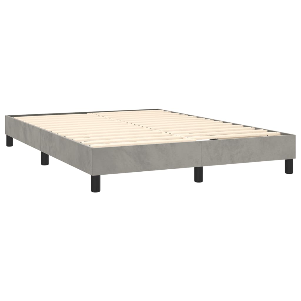 Box Spring Postel S Matrací Samet Světle Šedá