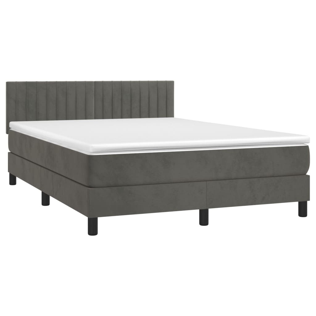 Box Spring Postel S Matrací Tmavě Šedý Samet Tmavě Šedá