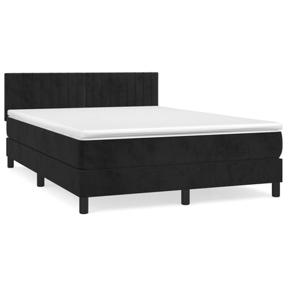 Box Spring Postel S Matrací Černá 140X200 Cm Samet
