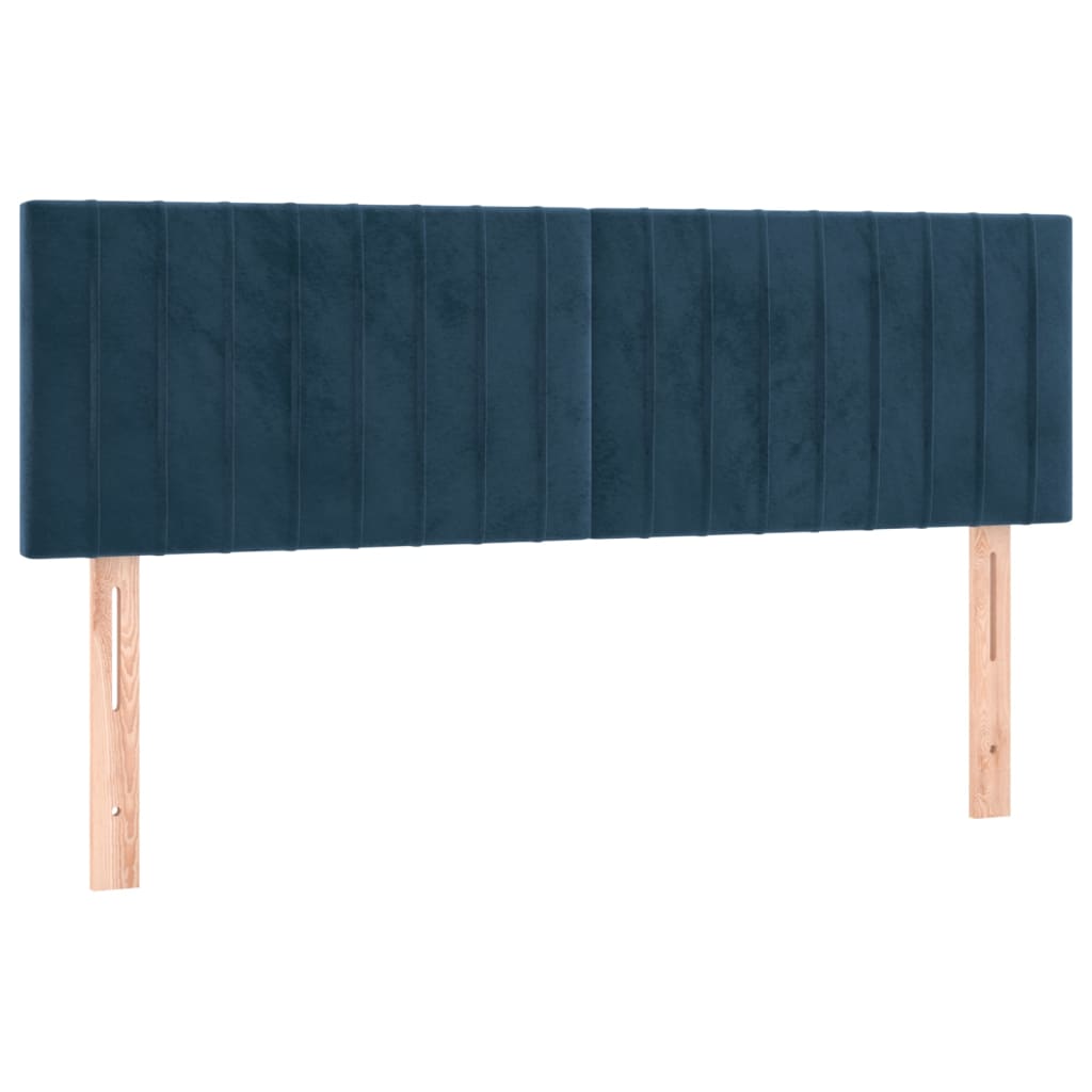 Box Spring Postel S Matrací Tmavě Modrá 140X200 Cm Samet