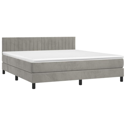 Box Spring Postel S Matrací Samet Světle Šedá