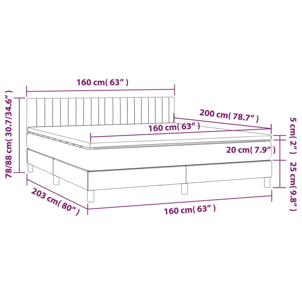 Box Spring Postel S Matrací Samet Světle Šedá