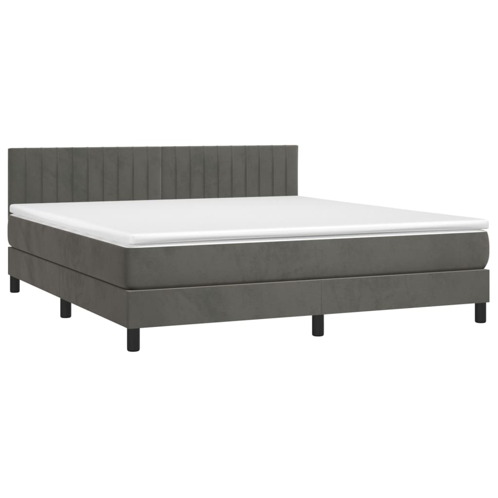 Box Spring Postel S Matrací Samet Tmavě Šedá