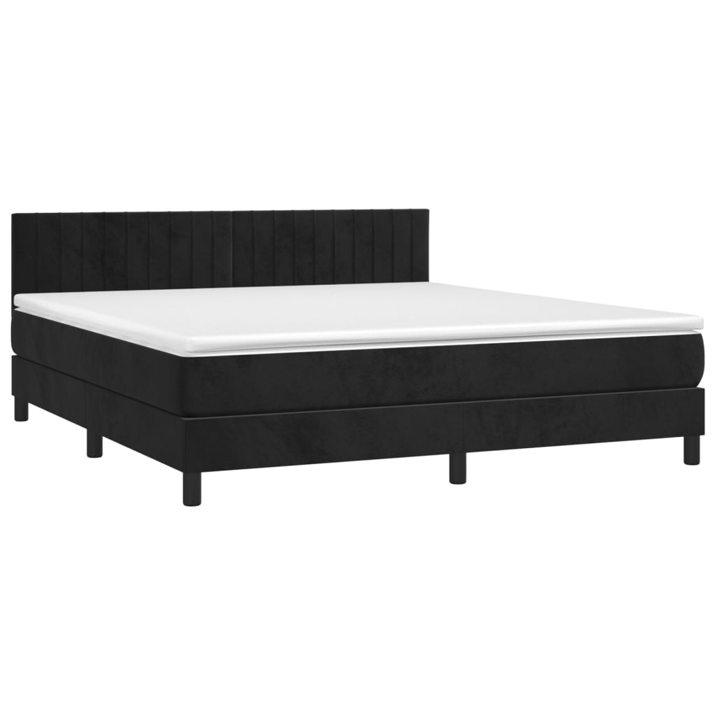 Box Spring Postel S Matrací Černá 160X200 Cm Samet