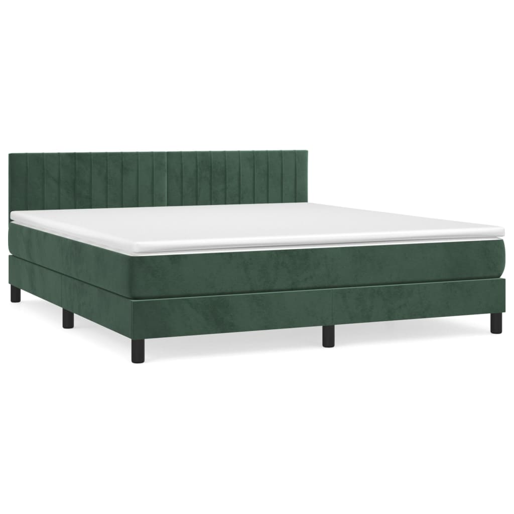 Box Spring Postel S Matrací Tmavě Zelená 160X200 Cm Samet