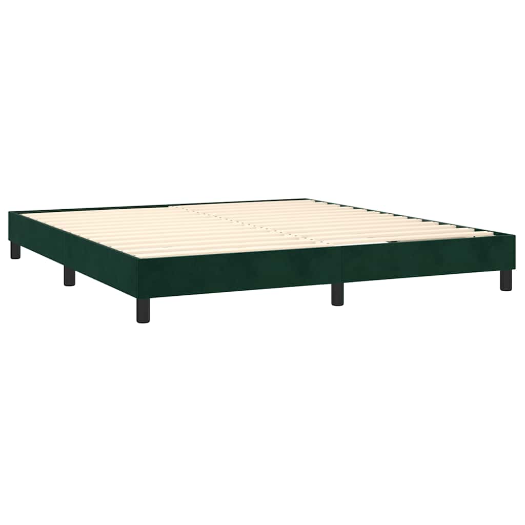 Box Spring Postel S Matrací Tmavě Zelená 160X200 Cm Samet