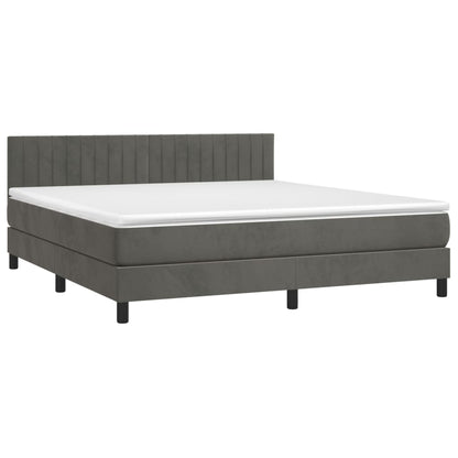 Box Spring Postel S Matrací Samet Tmavě Šedá