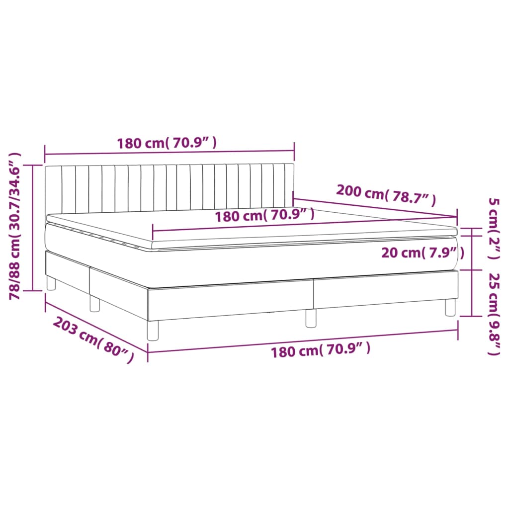 Box Spring Postel S Matrací Samet Tmavě Šedá