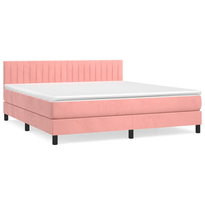 Box Spring Postel S Matrací Růžová 180X200 Cm Samet