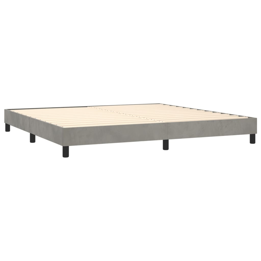 Box Spring Postel S Matrací Samet Světle Šedá