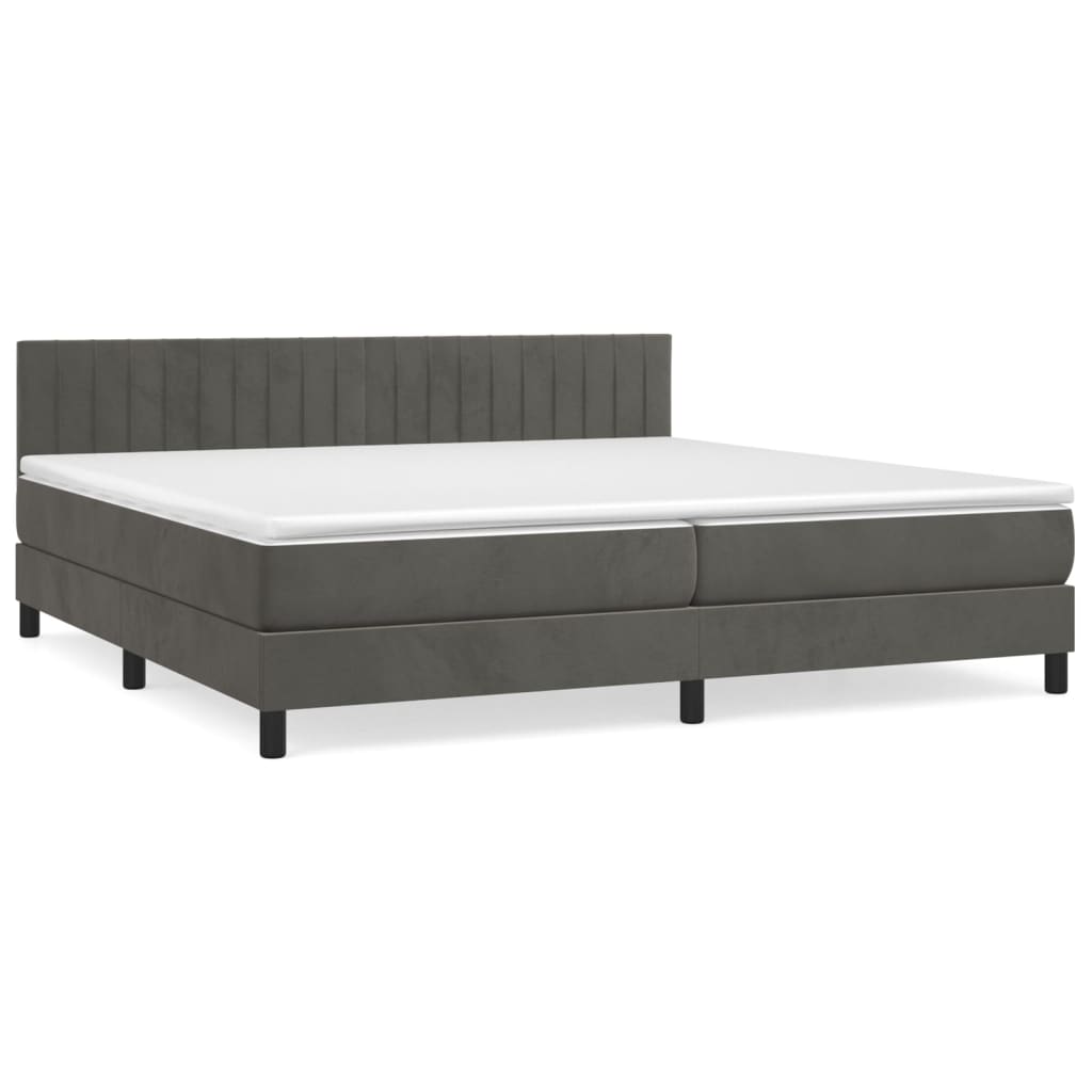 Box Spring Postel S Matrací Samet Tmavě Šedá