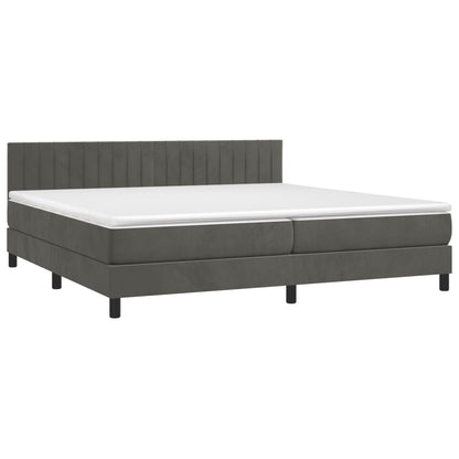 Box Spring Postel S Matrací Samet Tmavě Šedá
