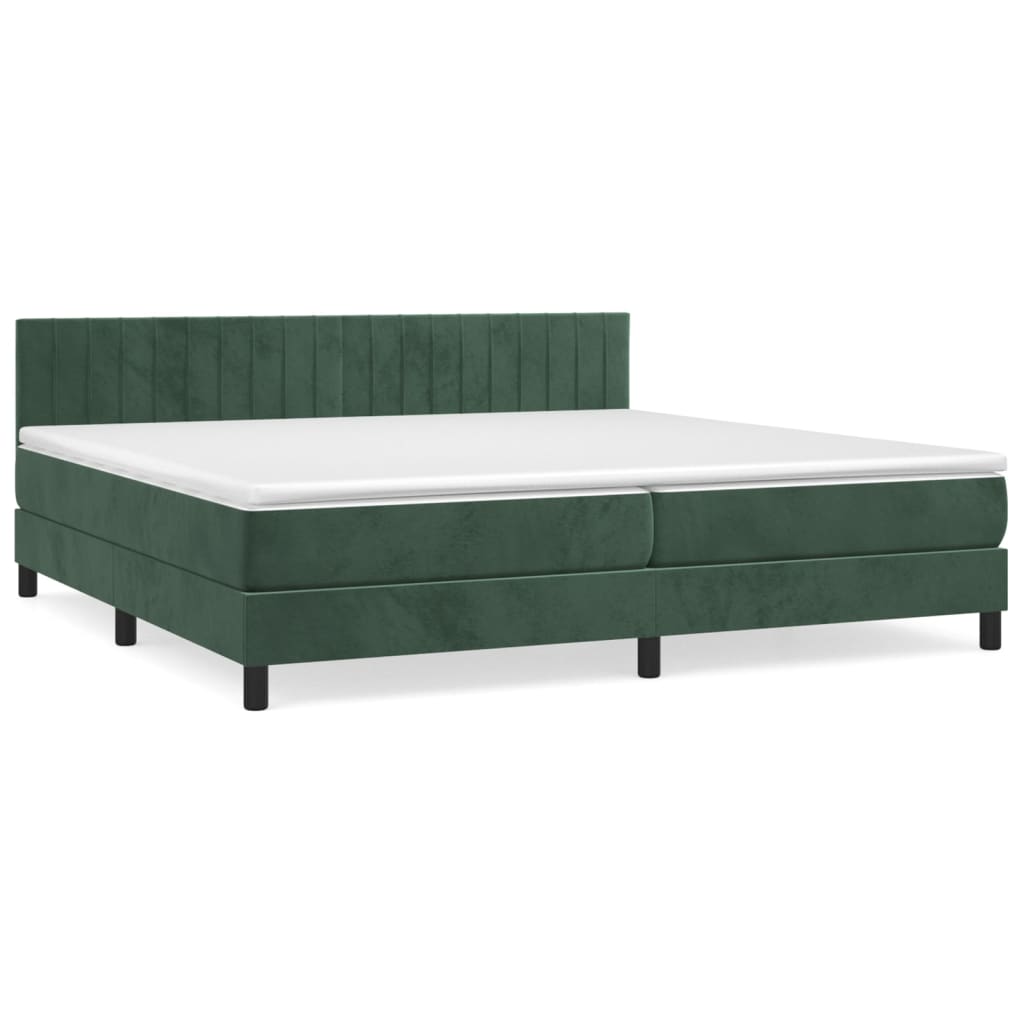 Box Spring Postel S Matrací Tmavě Zelená 200X200 Cm Samet
