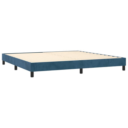 Box Spring Postel S Matrací Tmavě Modrá 200X200 Cm Samet