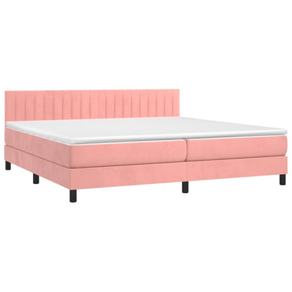Box Spring Postel S Matrací Růžová 200X200 Cm Samet