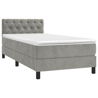 Box Spring Postel S Matrací Světle Šedá 80 X 200 Cm Samet