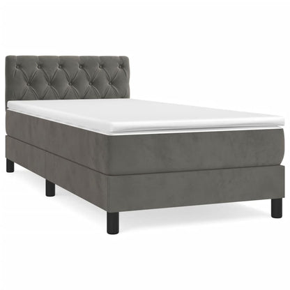Box Spring Postel S Matrací Tmavě Šedá 80 X 200 Cm Samet