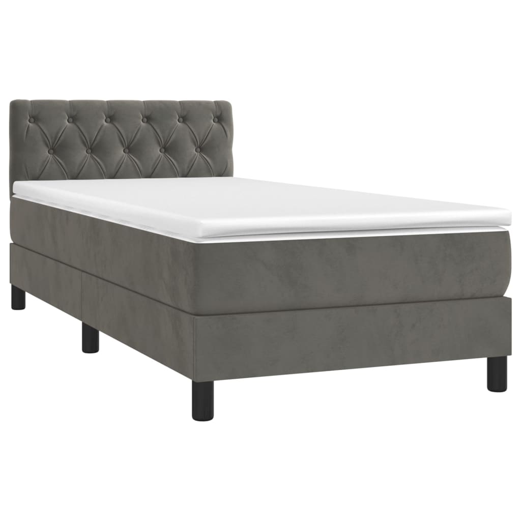 Box Spring Postel S Matrací Tmavě Šedá 80 X 200 Cm Samet