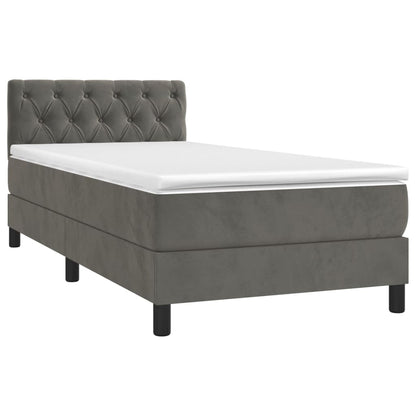 Box Spring Postel S Matrací Tmavě Šedá 80 X 200 Cm Samet