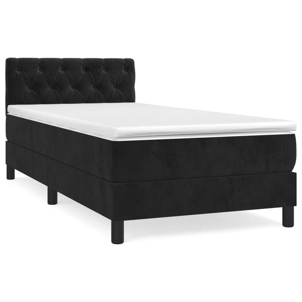 Box Spring Postel S Matrací Černá 80 X 200 Cm Samet