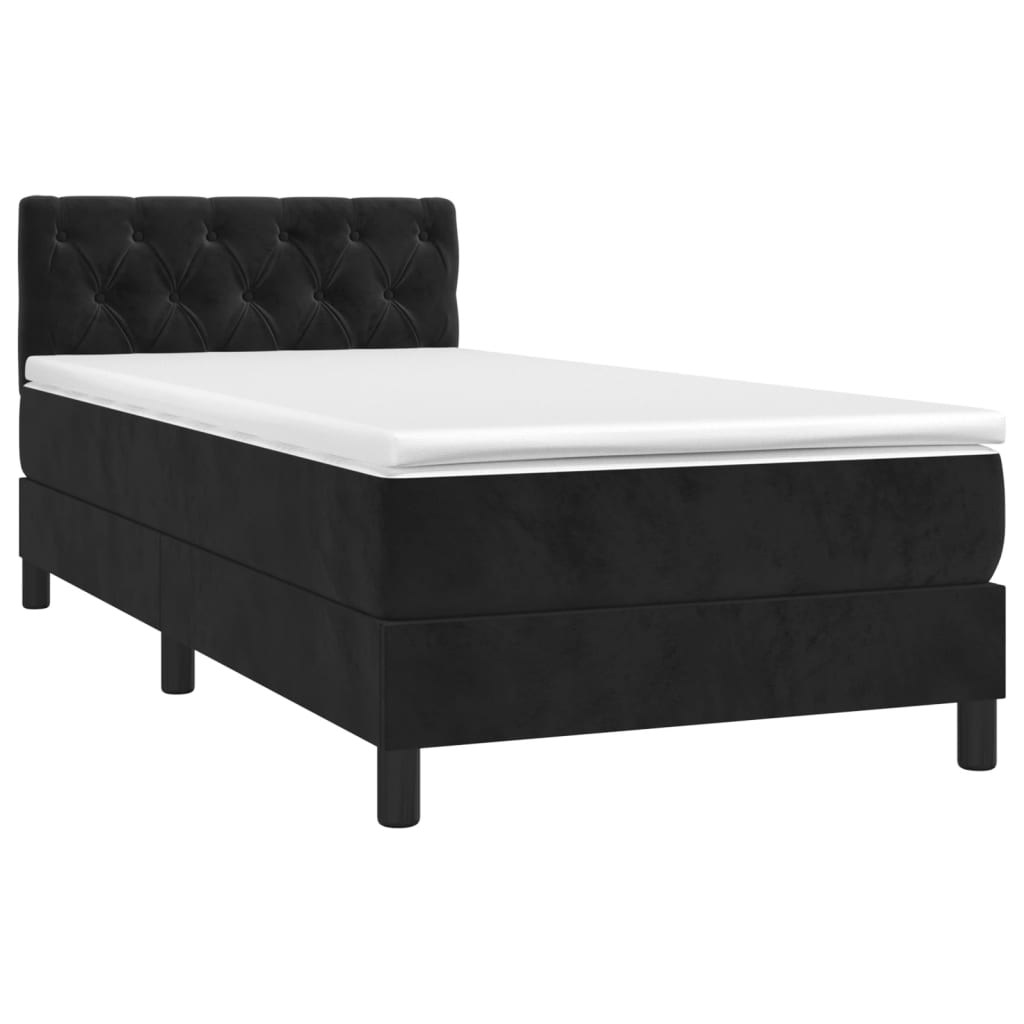 Box Spring Postel S Matrací Černá 80 X 200 Cm Samet