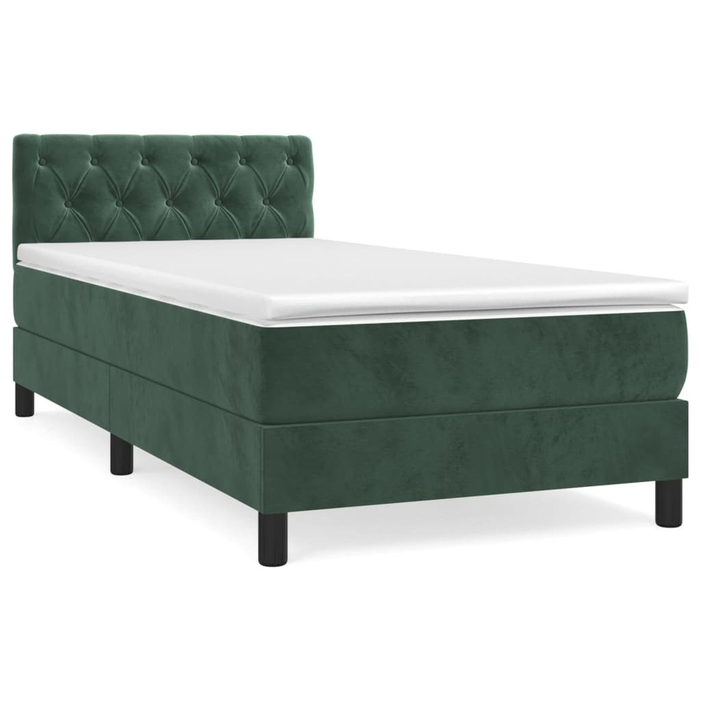 Box Spring Postel S Matrací Tmavě Zelená 80 X 200 Cm Samet