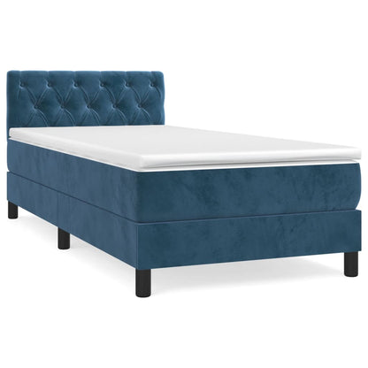 Box Spring Postel S Matrací Tmavě Modrá 80 X 200 Cm Samet