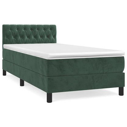 Box Spring Postel S Matrací Tmavě Zelená 90X190 Cm Samet