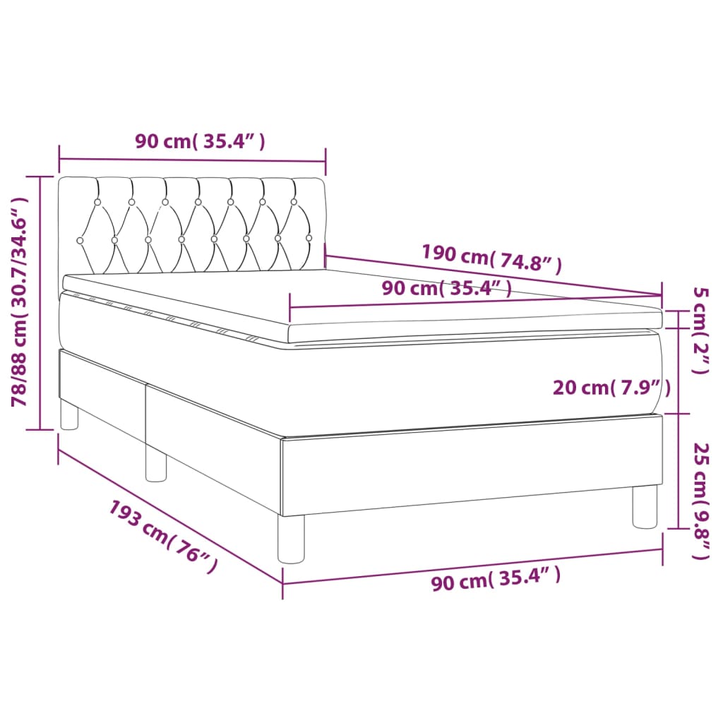Box Spring Postel S Matrací Tmavě Zelená 90X190 Cm Samet