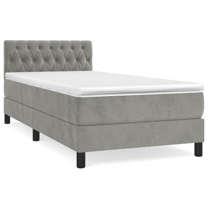 Box Spring Postel S Matrací Světle Šedá 90X200 Cm Samet