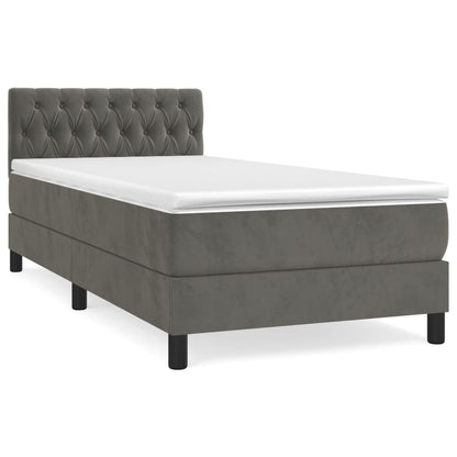 Box Spring Postel S Matrací Tmavě Šedá 90X200 Cm Samet