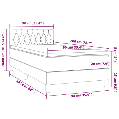 Box Spring Postel S Matrací Tmavě Modrá 90X200 Cm Samet